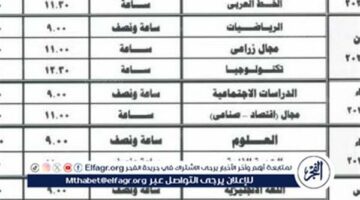 عاجل – جدول امتحانات الترم الأول 2025 رسميا