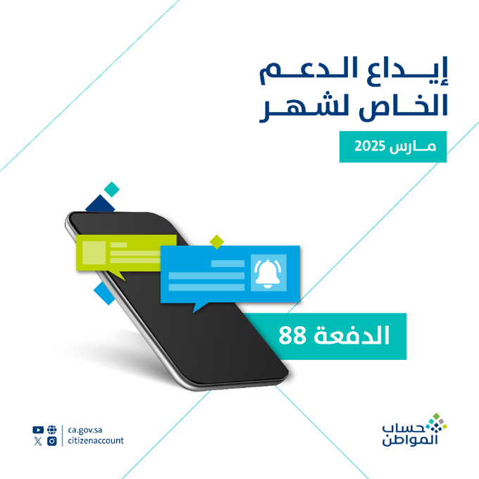 بدء إيداع حساب المواطن المخصص لشهر مارس شاملًا الد…