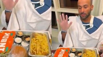 الراجحي يشارك الجمهور تجربته بتناول وجبة بروست ضمن عشاءه في المستشفى.. فيديو